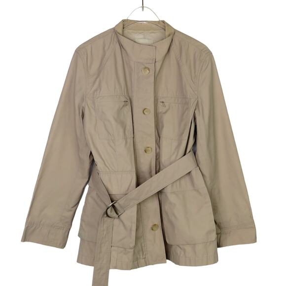 J. Jill Khaki Tan Casual Anorak Utility Jacket with Belt Small Petite SP - Picture 1 of 5
